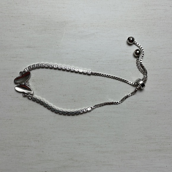 Butterfly silver adjustable bracelet. - Picture 3 of 6